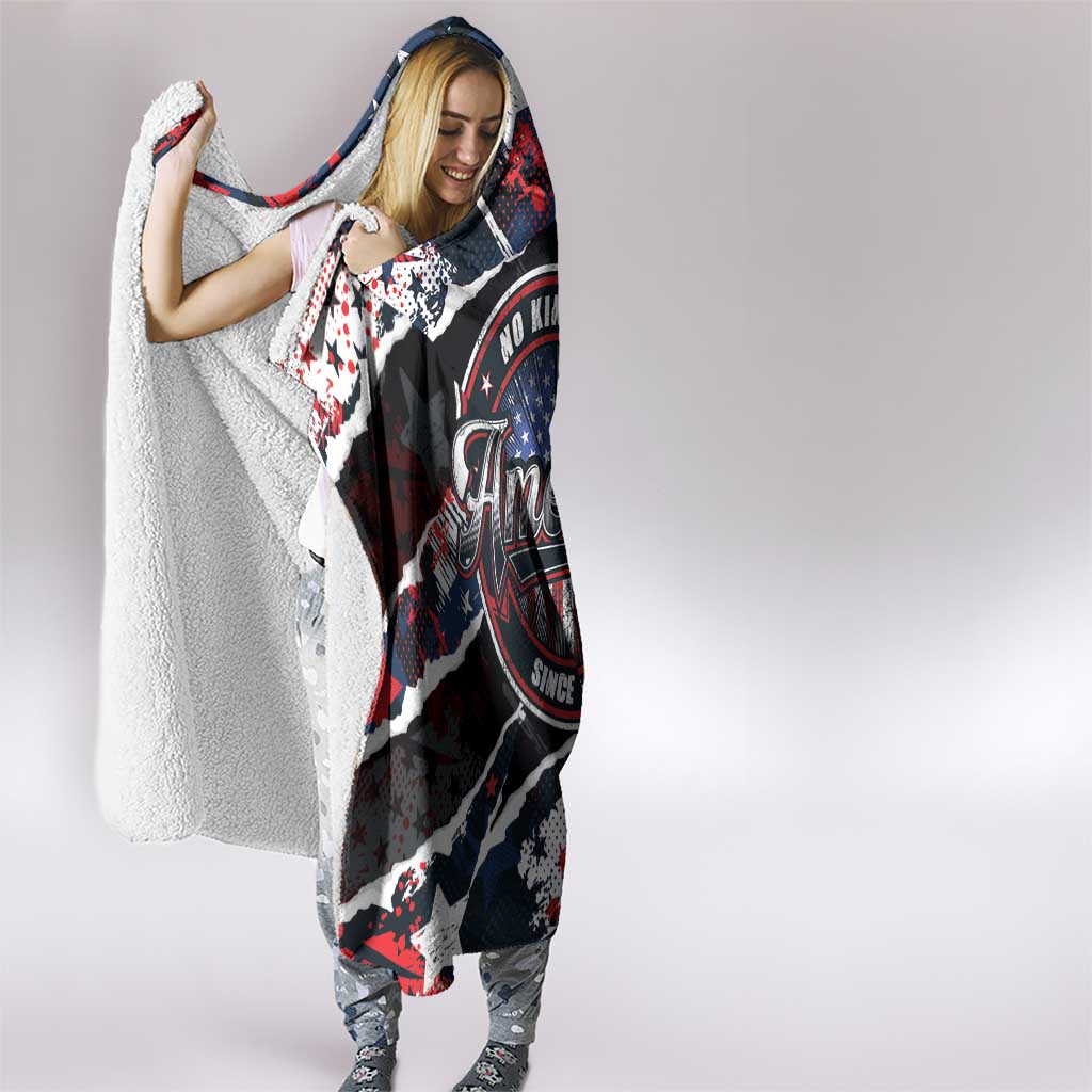 No Kings In America Since 1776 Hooded Blanket Grunge Style - Wonder Print Shop