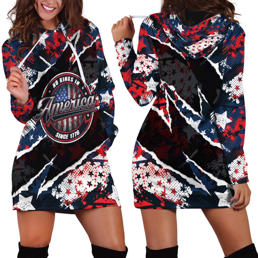 No Kings In America Since 1776 Hoodie Dress Grunge Style - Wonder Print Shop