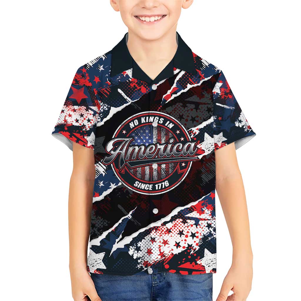 No Kings In America Since 1776 Kid Hawaiian Shirt Grunge Style - Wonder Print Shop