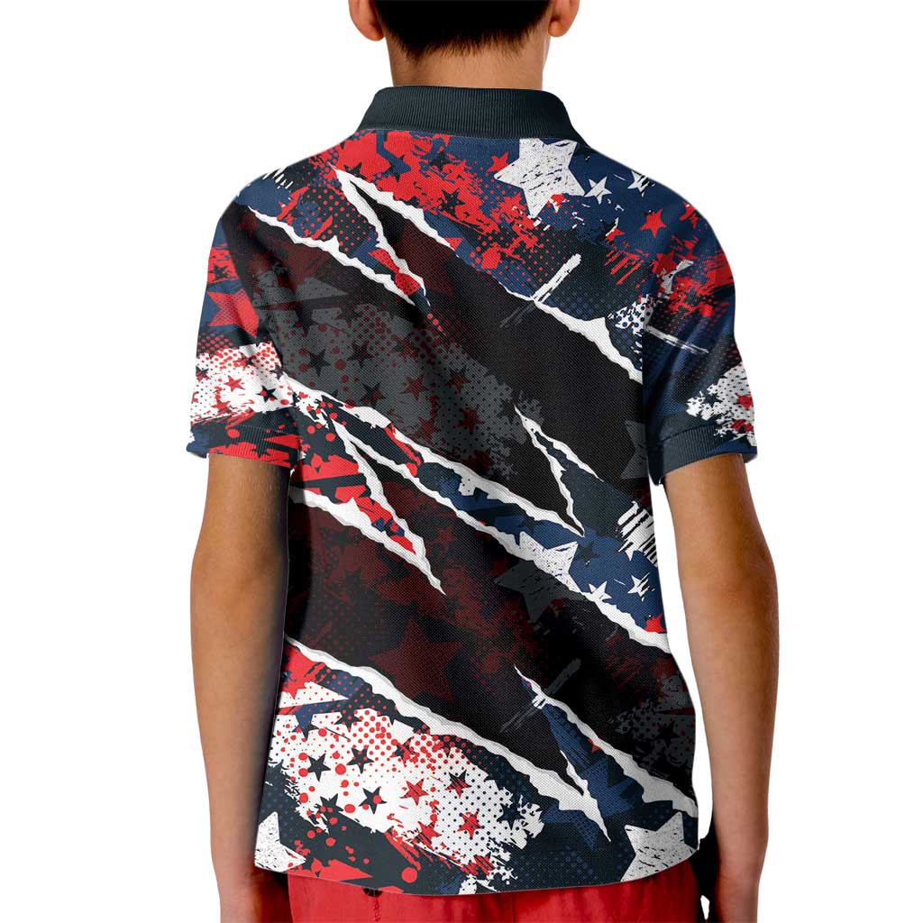 No Kings In America Since 1776 Kid Polo Shirt Grunge Style - Wonder Print Shop