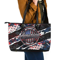 No Kings In America Since 1776 Leather Tote Bag Grunge Style - Wonder Print Shop