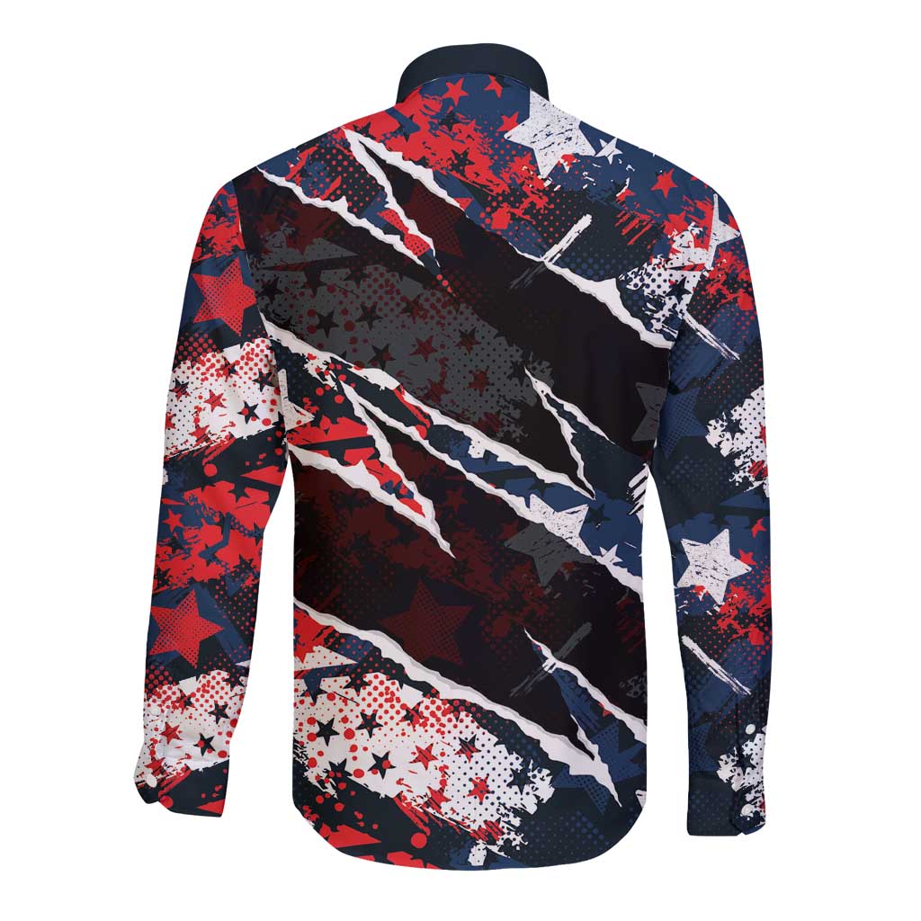 No Kings In America Since 1776 Long Sleeve Button Shirt Grunge Style - Wonder Print Shop