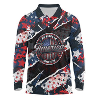 No Kings In America Since 1776 Long Sleeve Polo Shirt Grunge Style - Wonder Print Shop