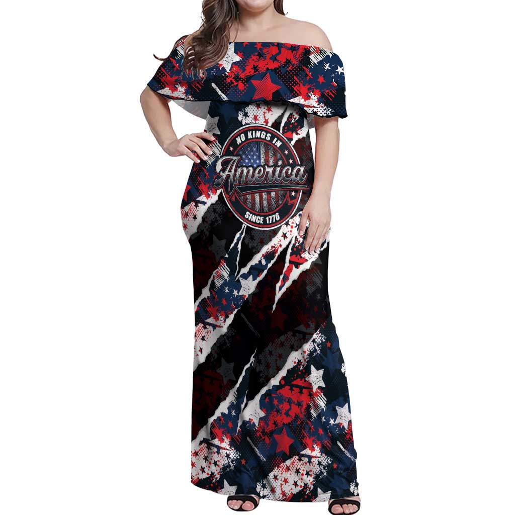 No Kings In America Since 1776 Off Shoulder Maxi Dress Grunge Style - Wonder Print Shop