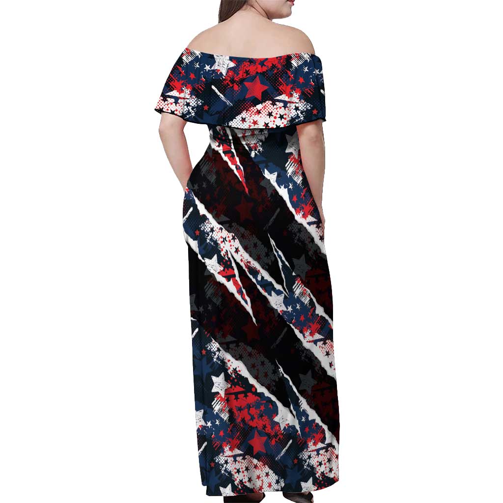No Kings In America Since 1776 Off Shoulder Maxi Dress Grunge Style - Wonder Print Shop