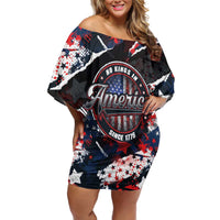 No Kings In America Since 1776 Off Shoulder Short Dress Grunge Style - Wonder Print Shop