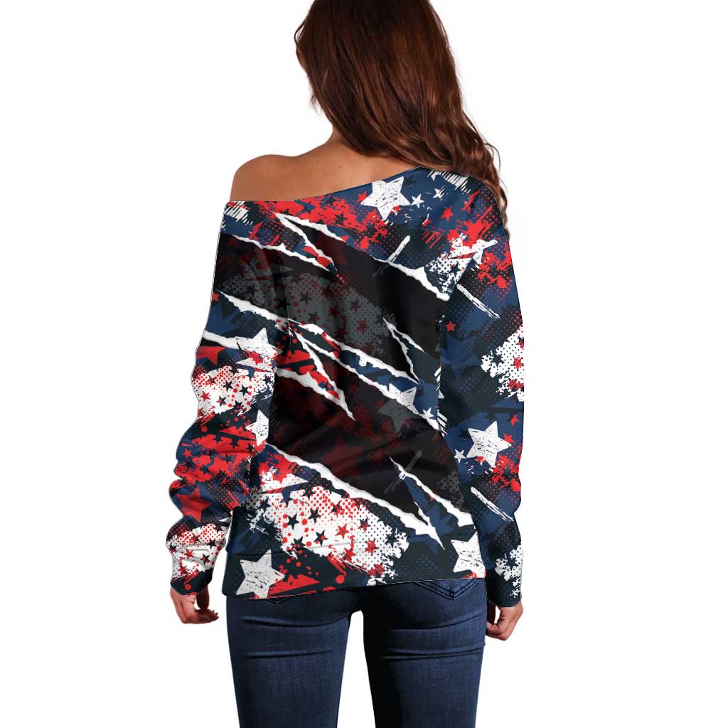 No Kings In America Since 1776 Off Shoulder Sweater Grunge Style - Wonder Print Shop