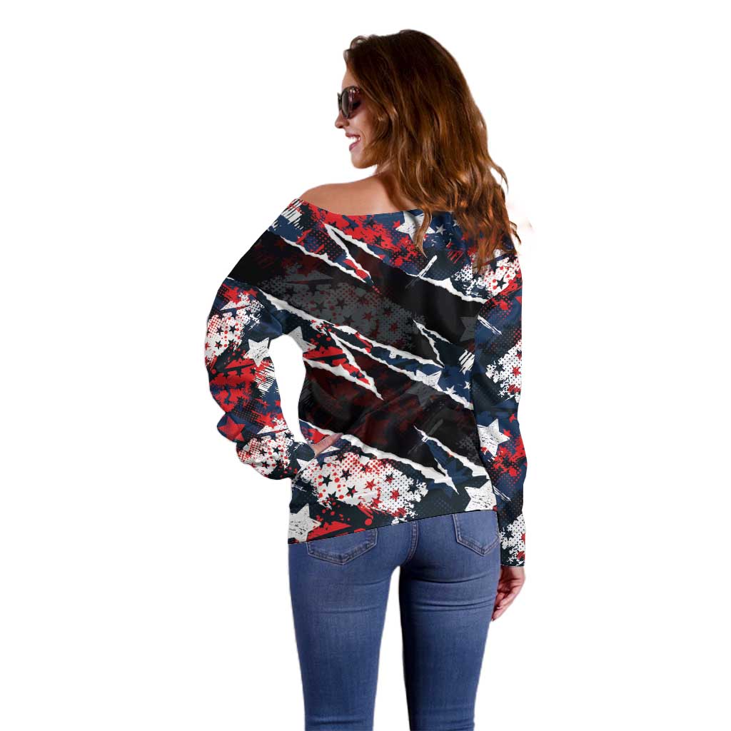 No Kings In America Since 1776 Off Shoulder Sweater Grunge Style - Wonder Print Shop