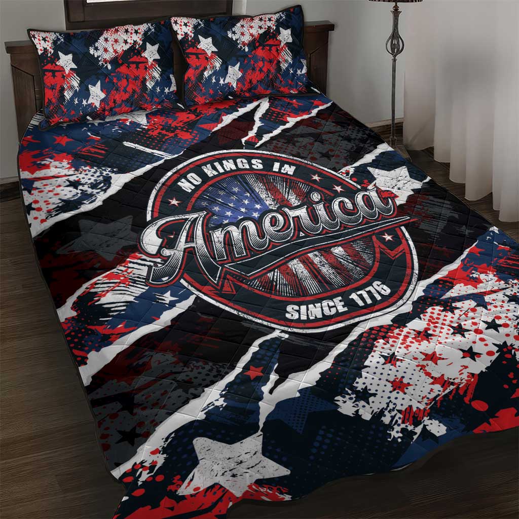 No Kings In America Since 1776 Quilt Bed Set Grunge Style - Wonder Print Shop