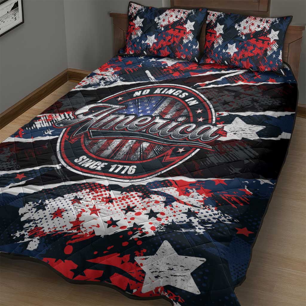 No Kings In America Since 1776 Quilt Bed Set Grunge Style - Wonder Print Shop