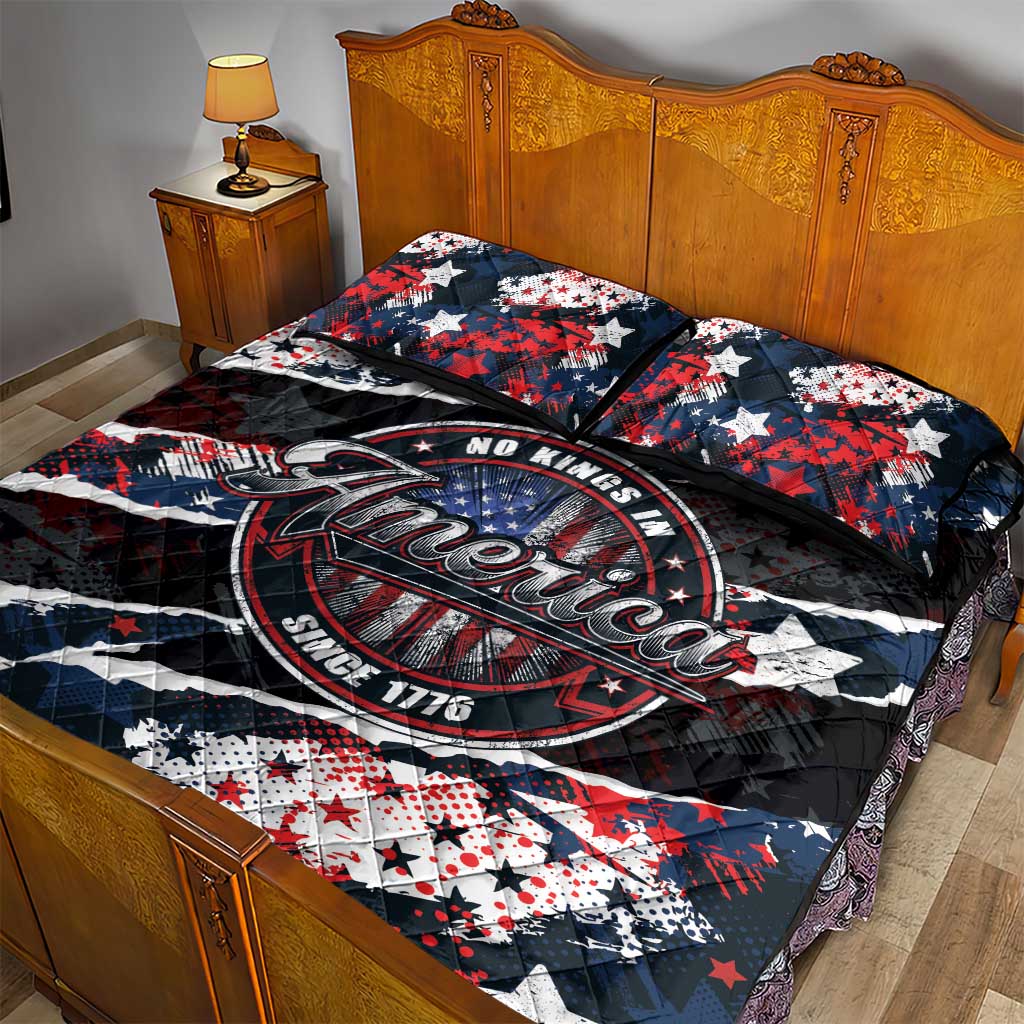 No Kings In America Since 1776 Quilt Bed Set Grunge Style - Wonder Print Shop