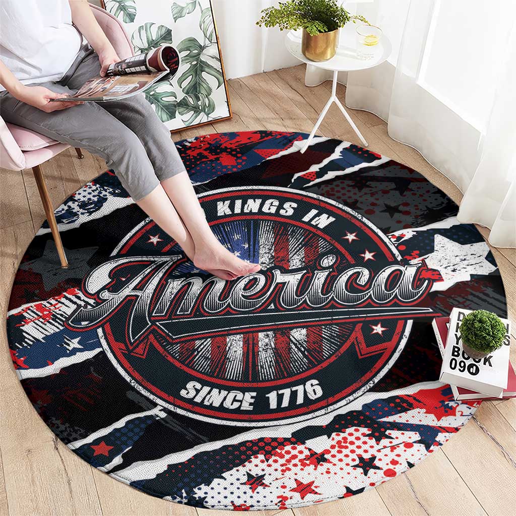 No Kings In America Since 1776 Round Carpet Grunge Style - Wonder Print Shop