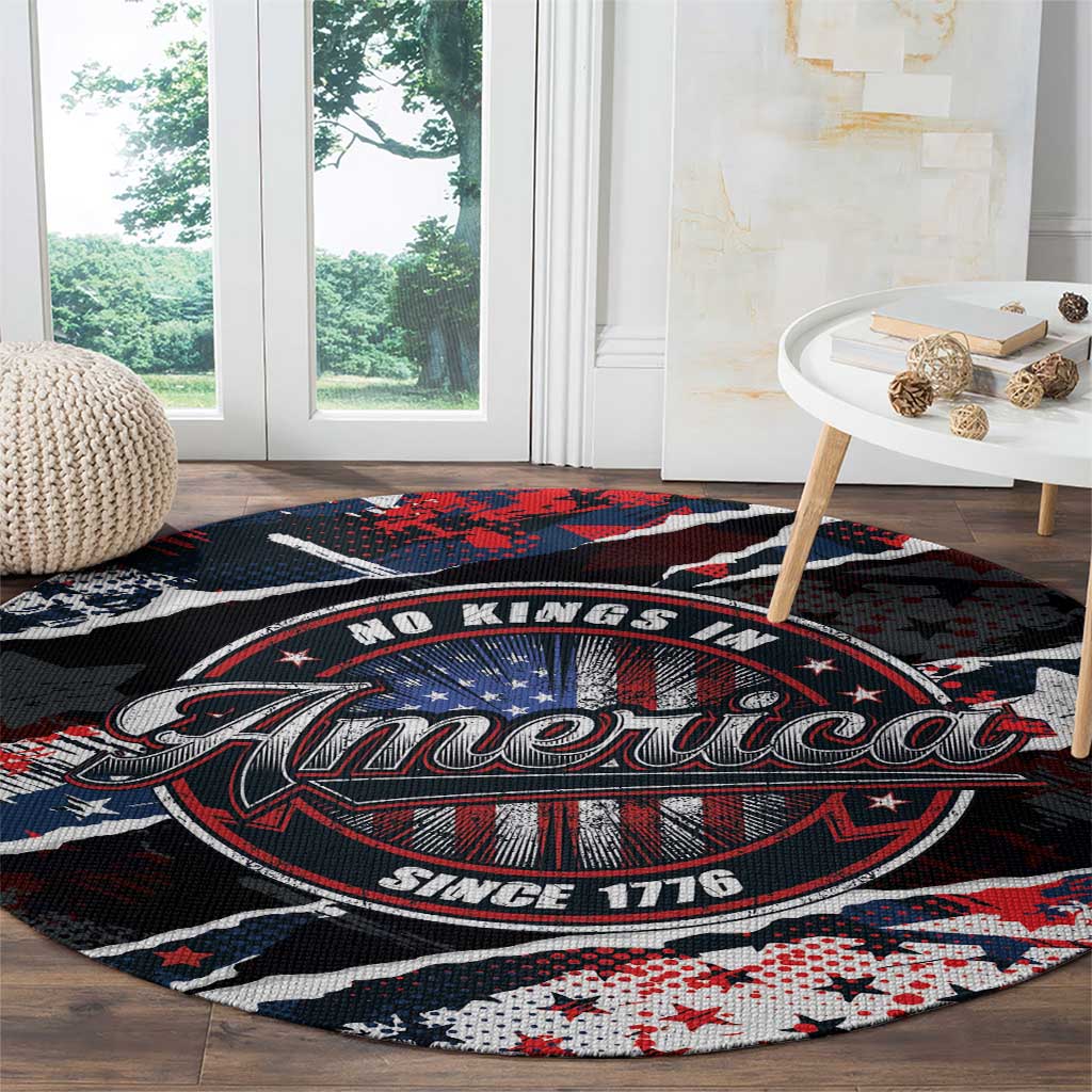 No Kings In America Since 1776 Round Carpet Grunge Style - Wonder Print Shop