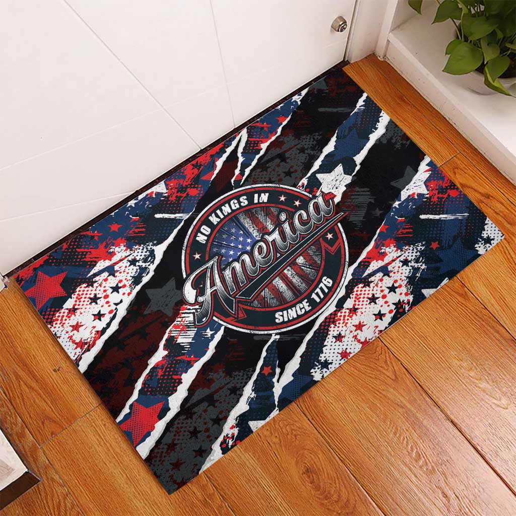 No Kings In America Since 1776 Rubber Doormat Grunge Style - Wonder Print Shop