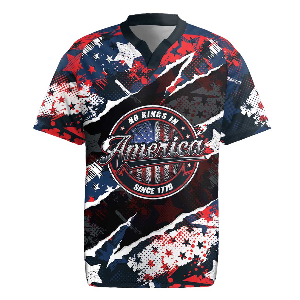 No Kings In America Since 1776 Rugby Jersey Grunge Style - Wonder Print Shop
