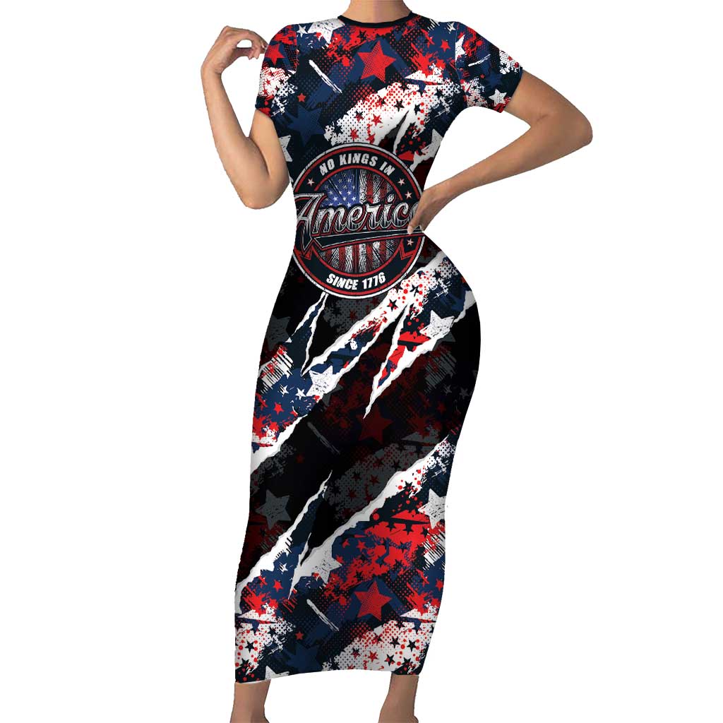 No Kings In America Since 1776 Short Sleeve Bodycon Dress Grunge Style - Wonder Print Shop