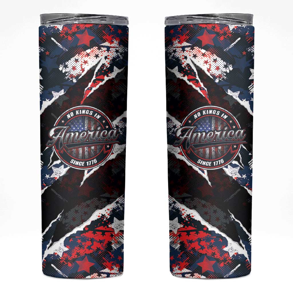 No Kings In America Since 1776 Skinny Tumbler Grunge Style - Wonder Print Shop