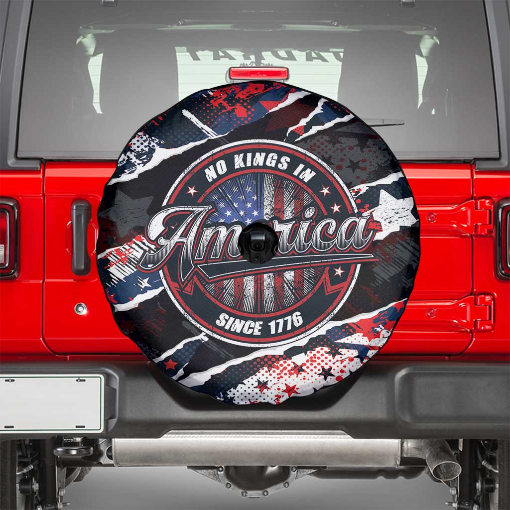 No Kings In America Since 1776 Spare Tire Cover Grunge Style - Wonder Print Shop
