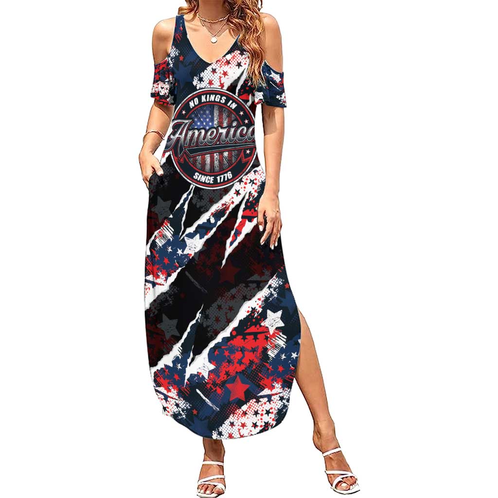 No Kings In America Since 1776 Summer Maxi Dress Grunge Style - Wonder Print Shop