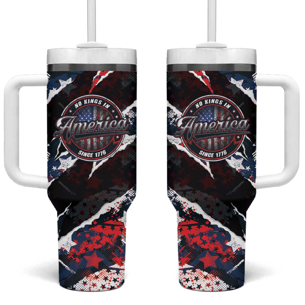 No Kings In America Since 1776 Tumbler With Handle Grunge Style - Wonder Print Shop