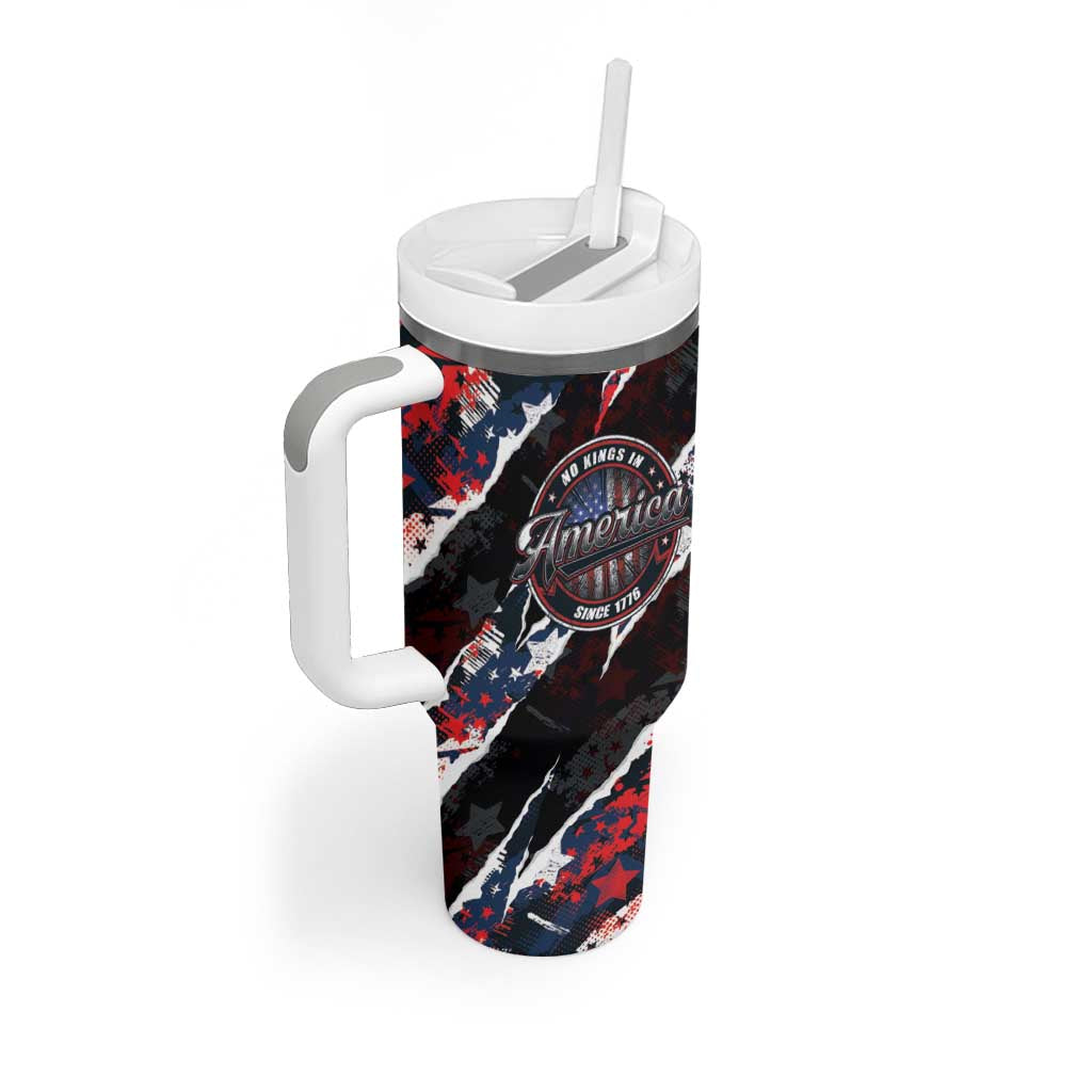 No Kings In America Since 1776 Tumbler With Handle Grunge Style - Wonder Print Shop