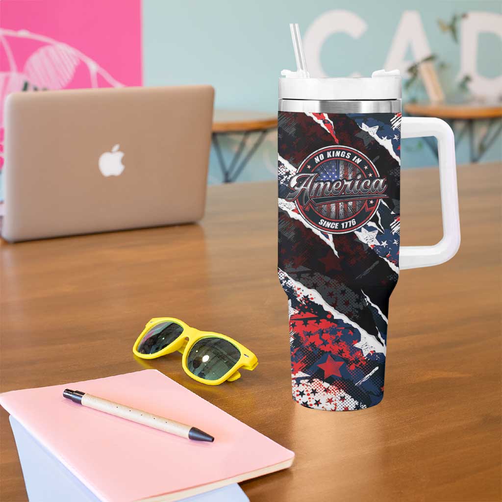 No Kings In America Since 1776 Tumbler With Handle Grunge Style - Wonder Print Shop