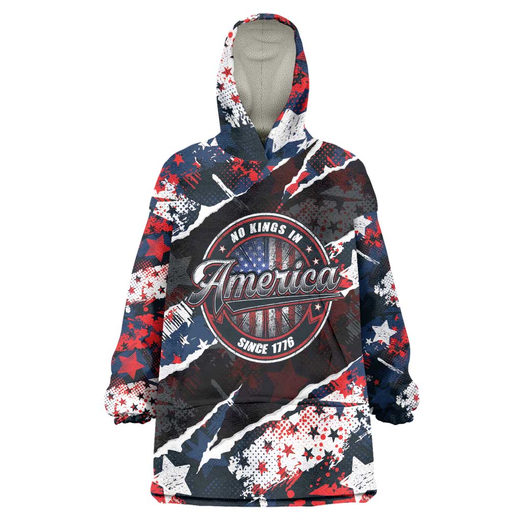 No Kings In America Since 1776 Wearable Blanket Hoodie Grunge Style - Wonder Print Shop