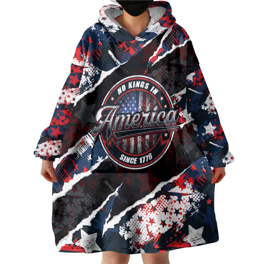 No Kings In America Since 1776 Wearable Blanket Hoodie Grunge Style - Wonder Print Shop