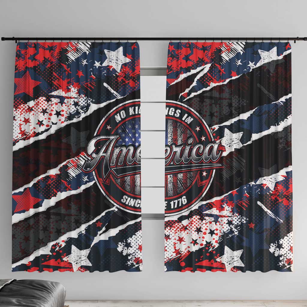 No Kings In America Since 1776 Window Curtain Grunge Style - Wonder Print Shop