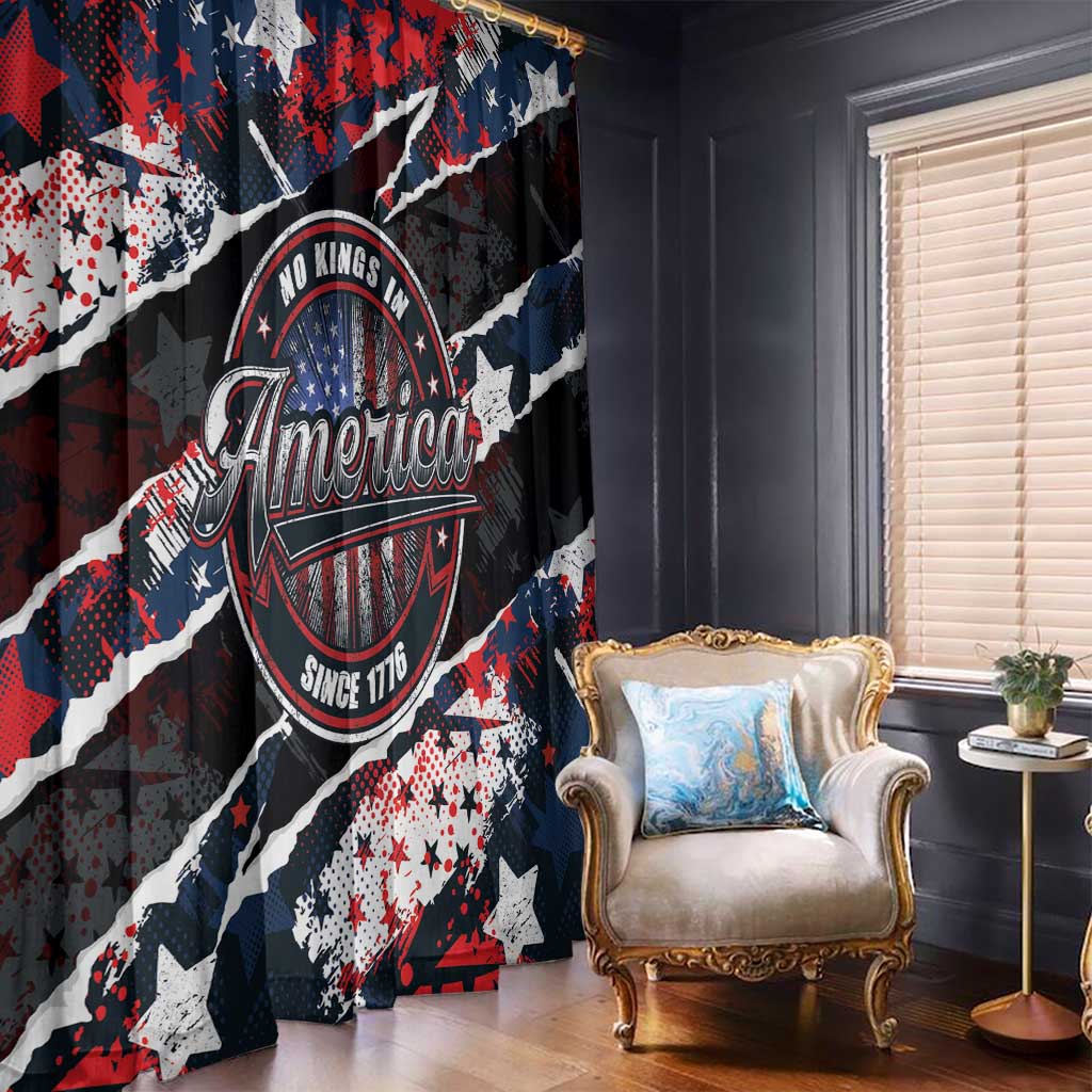 No Kings In America Since 1776 Window Curtain Grunge Style - Wonder Print Shop