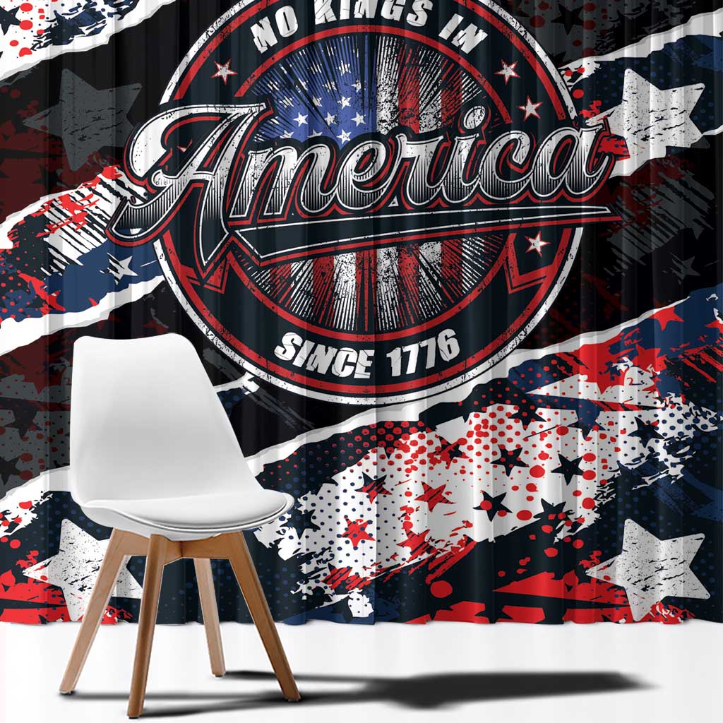 No Kings In America Since 1776 Window Curtain Grunge Style - Wonder Print Shop