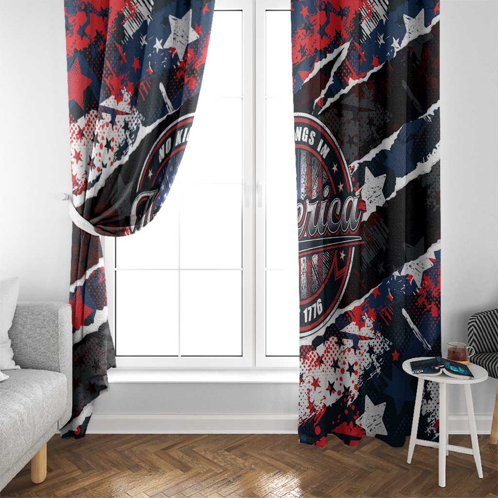 No Kings In America Since 1776 Window Curtain Grunge Style - Wonder Print Shop