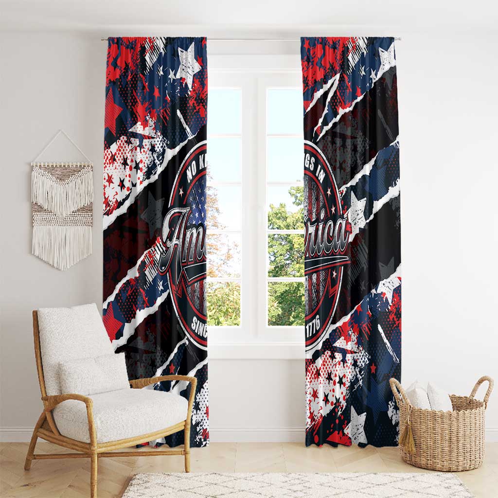 No Kings In America Since 1776 Window Curtain Grunge Style - Wonder Print Shop