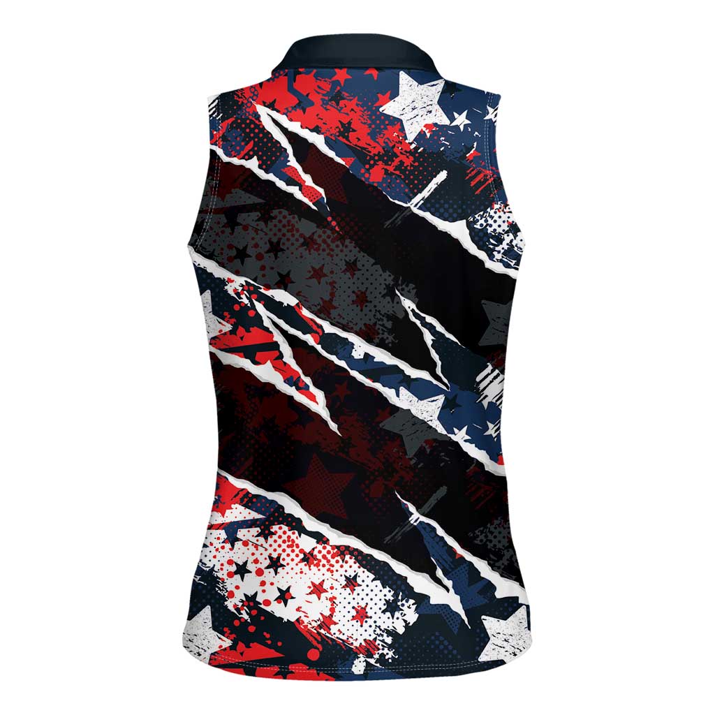 No Kings In America Since 1776 Women Sleeveless Polo Shirt Grunge Style - Wonder Print Shop