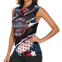 No Kings In America Since 1776 Women Sleeveless Polo Shirt Grunge Style - Wonder Print Shop