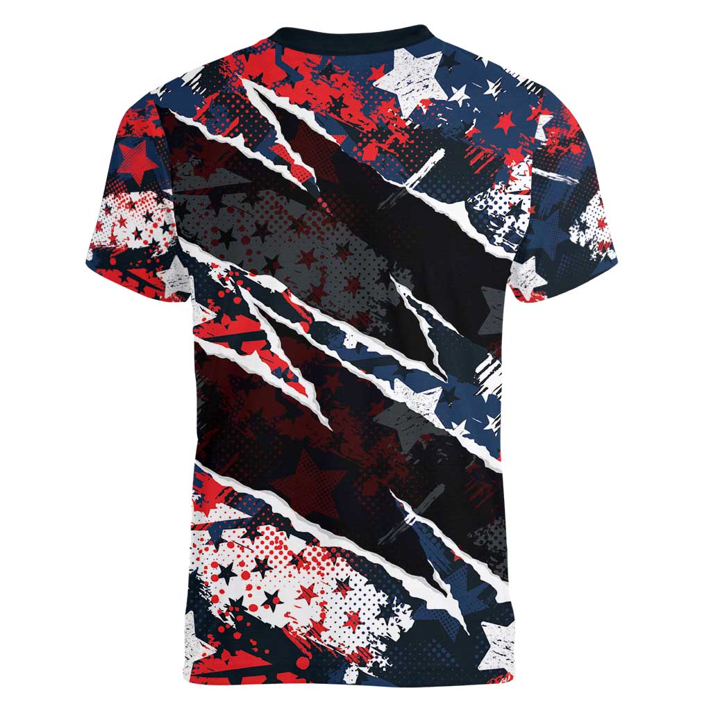 No Kings In America Since 1776 Women V-Neck T-Shirt Grunge Style - Wonder Print Shop