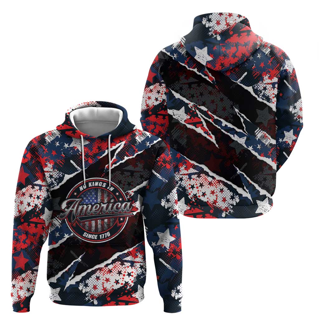 No Kings In America Since 1776 Zip Hoodie Grunge Style - Wonder Print Shop
