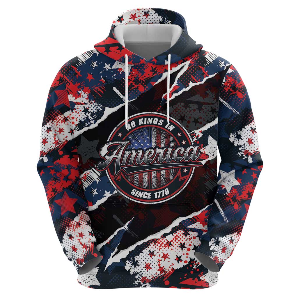 No Kings In America Since 1776 Zip Hoodie Grunge Style - Wonder Print Shop