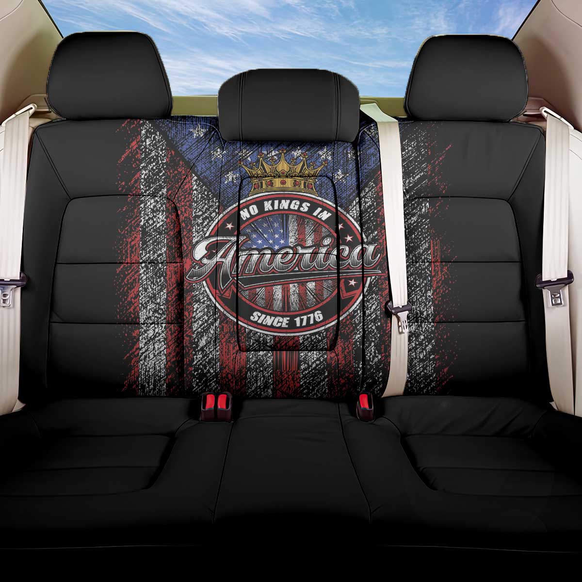 No Kings In America Since 1777 Back Car Seat Cover Retro Vibe - Wonder Print Shop