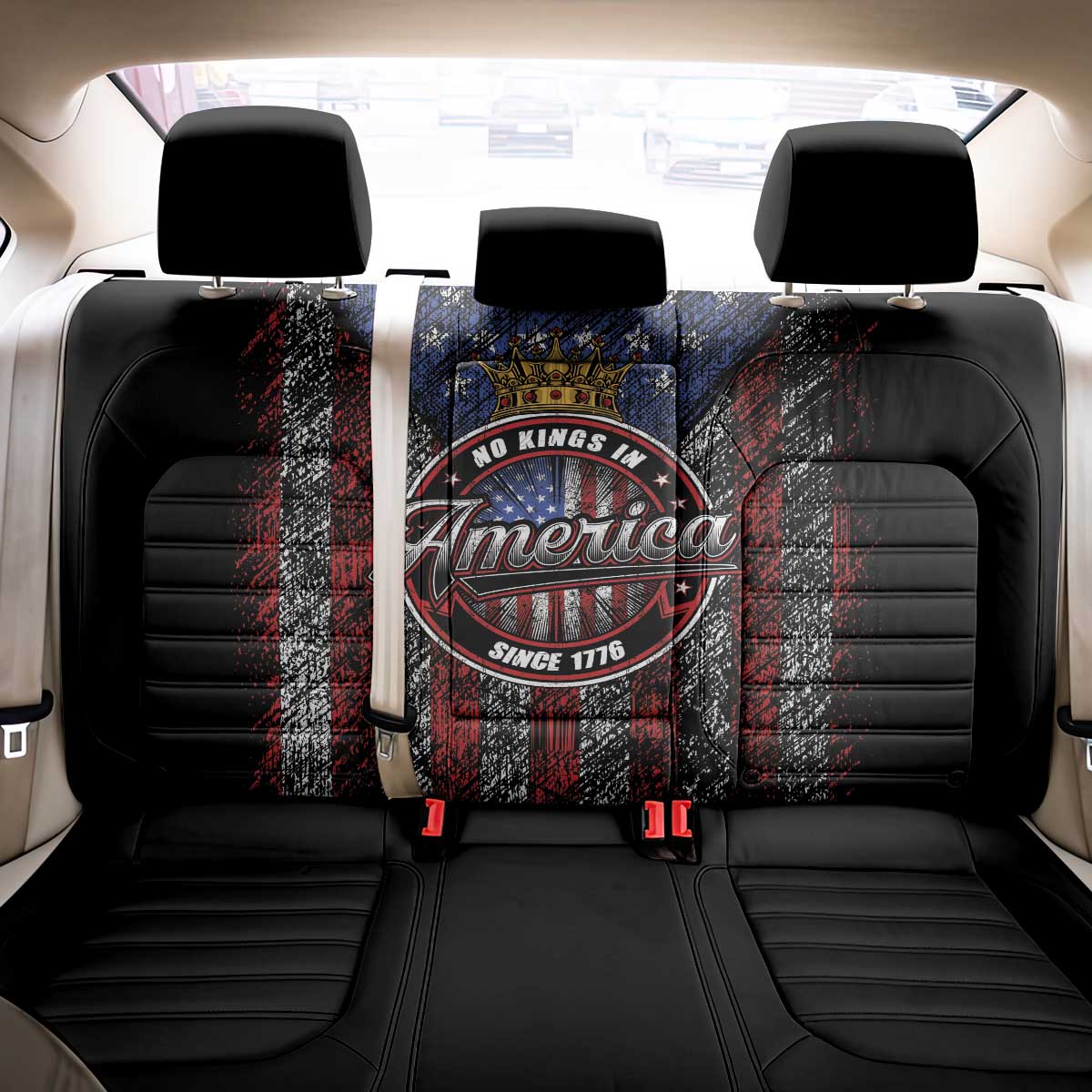 No Kings In America Since 1777 Back Car Seat Cover Retro Vibe - Wonder Print Shop