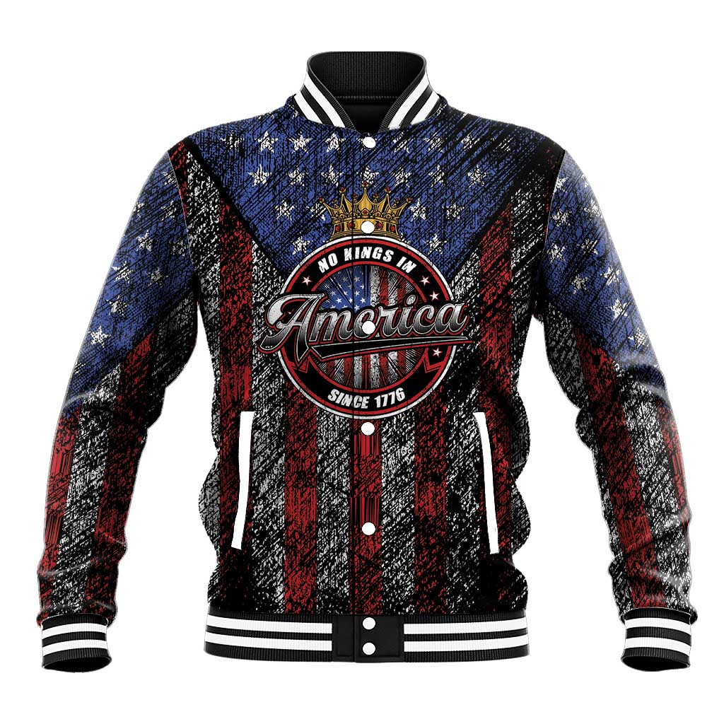 No Kings In America Since 1777 Baseball Jacket Retro Vibe - Wonder Print Shop