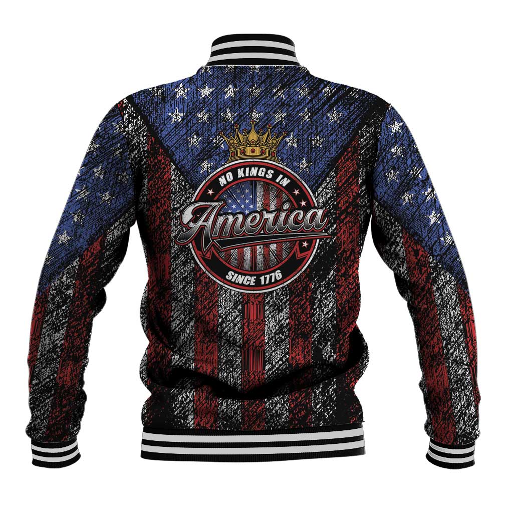 No Kings In America Since 1777 Baseball Jacket Retro Vibe - Wonder Print Shop