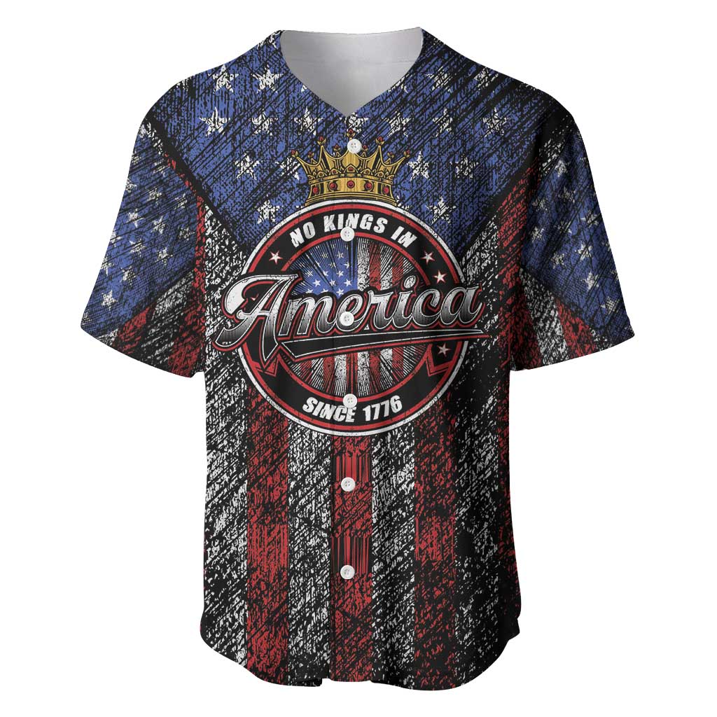 No Kings In America Since 1777 Baseball Jersey Retro Vibe - Wonder Print Shop