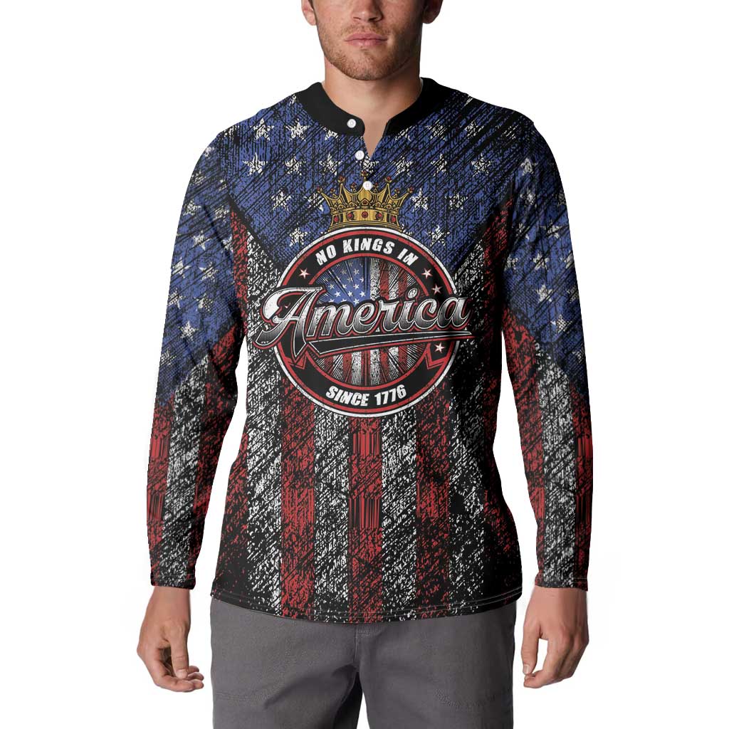 No Kings In America Since 1777 Button Sweatshirt Retro Vibe - Wonder Print Shop