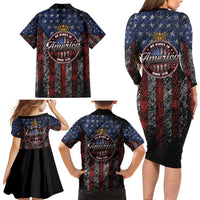 No Kings In America Since 1777 Family Matching Long Sleeve Bodycon Dress and Hawaiian Shirt Retro Vibe - Wonder Print Shop