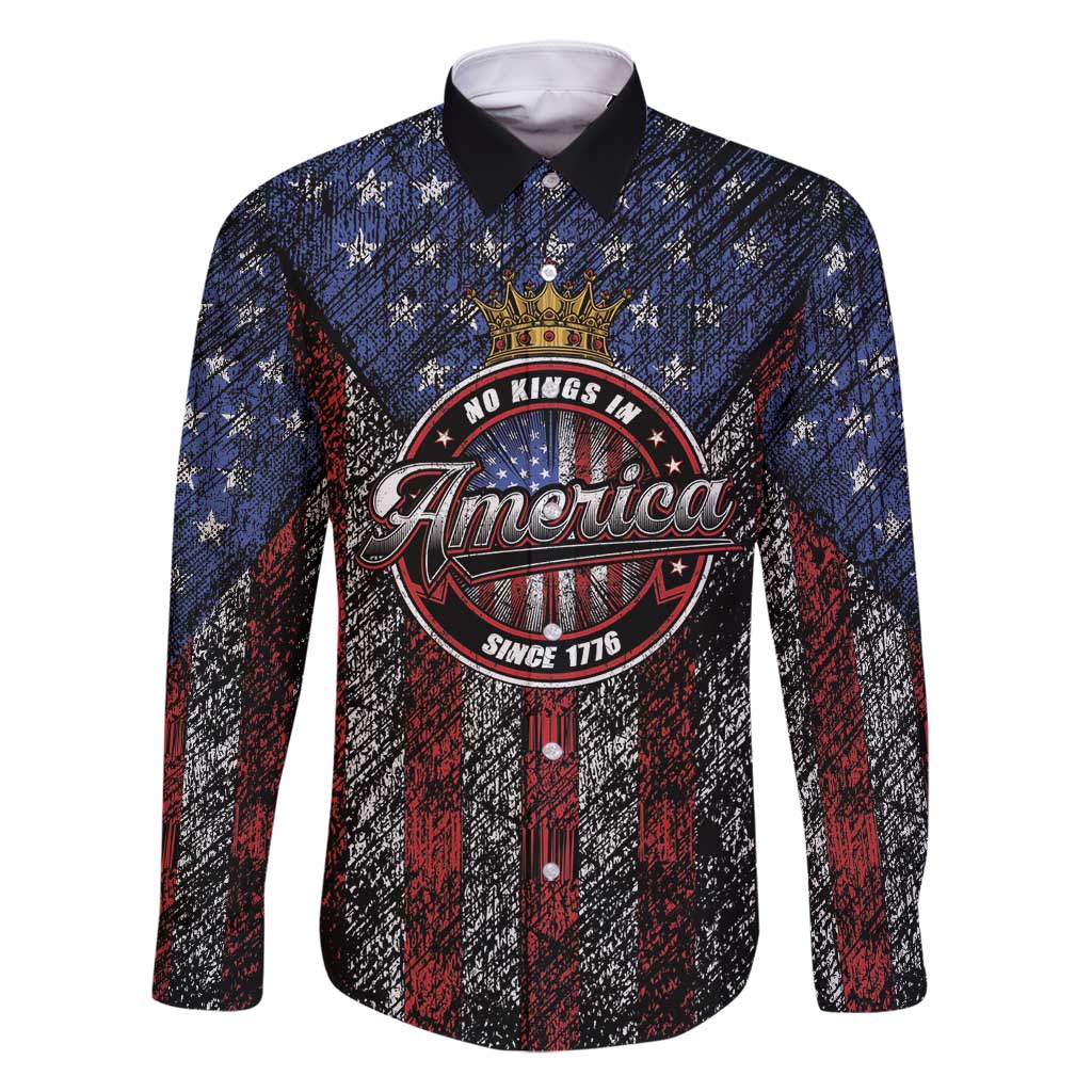 No Kings In America Since 1777 Family Matching Long Sleeve Bodycon Dress and Hawaiian Shirt Retro Vibe - Wonder Print Shop