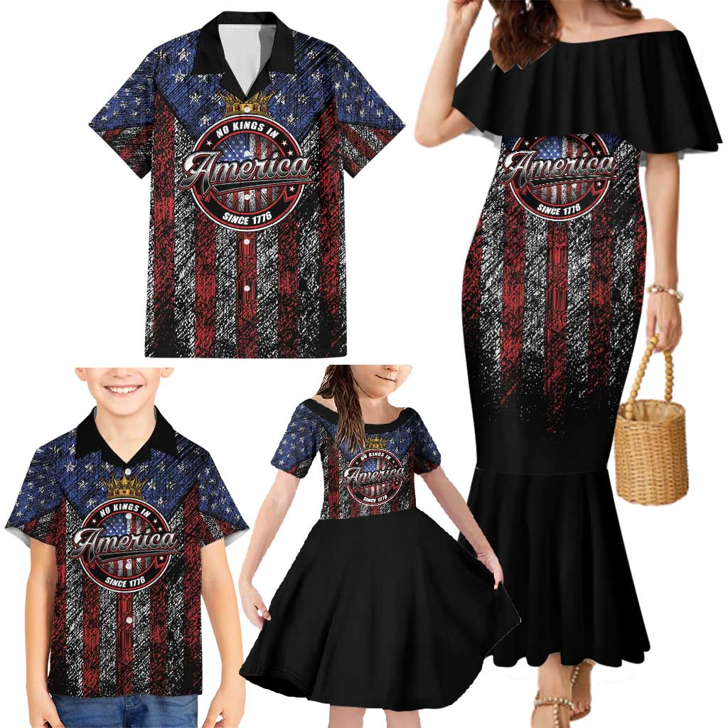 No Kings In America Since 1777 Family Matching Mermaid Dress and Hawaiian Shirt Retro Vibe - Wonder Print Shop