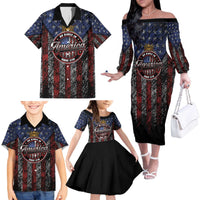 No Kings In America Since 1777 Family Matching Off The Shoulder Long Sleeve Dress and Hawaiian Shirt Retro Vibe - Wonder Print Shop