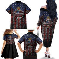 No Kings In America Since 1777 Family Matching Off The Shoulder Long Sleeve Dress and Hawaiian Shirt Retro Vibe - Wonder Print Shop