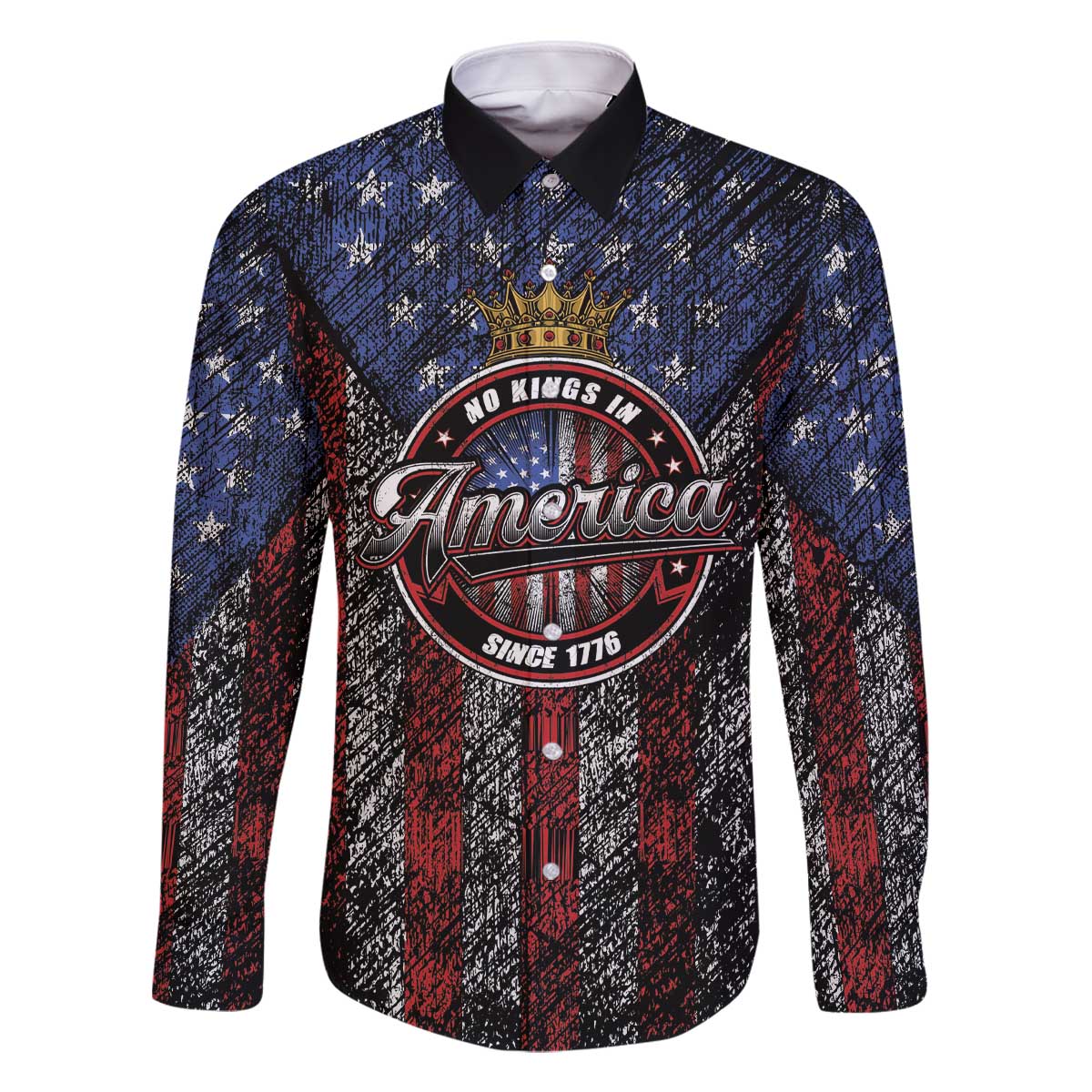 No Kings In America Since 1777 Family Matching Off The Shoulder Long Sleeve Dress and Hawaiian Shirt Retro Vibe - Wonder Print Shop